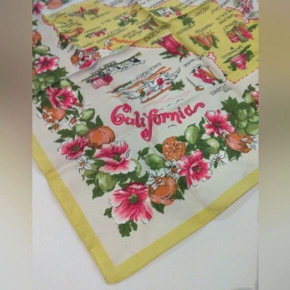 California USA Scarf  Souvenir Square USA Vintage - Picture 5 of 11